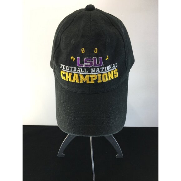 Vintage LSU Football National Champions Cap Hat Black Embroidered Strapback - Picture 7 of 11